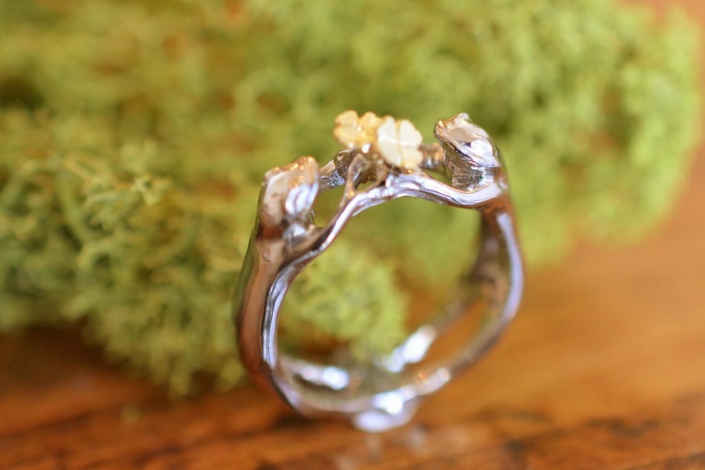 四つ葉を渡すカエル